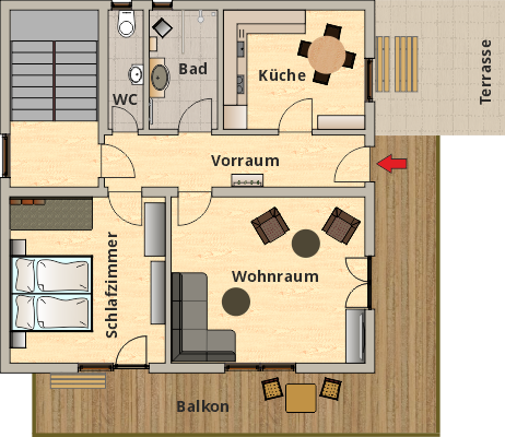 Grundriss Appartement Hochwurzen