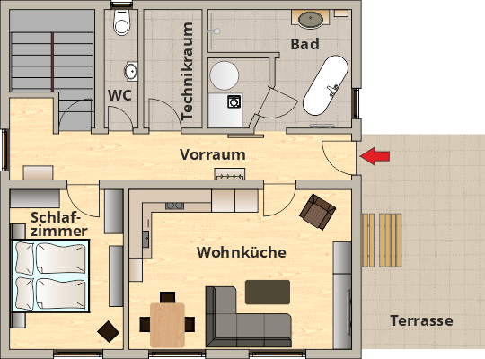 Grundriss Appartement Wilde Wasser